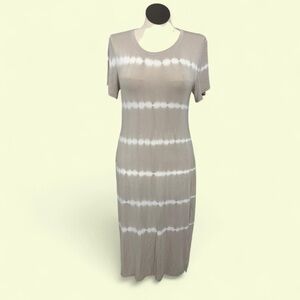 Andrew Marc Gray and White Midi Dress